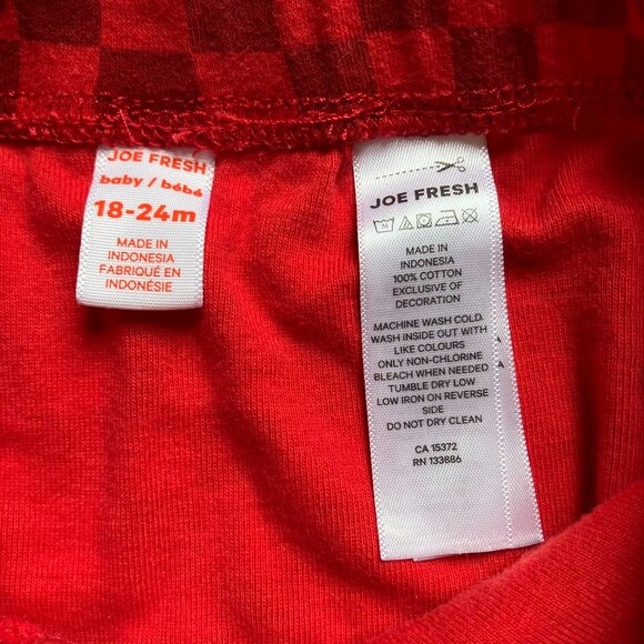 Joe Fresh Baby Toddler Joggers 18-24M Red Checkered Smile Pants - Picture 5 of 10